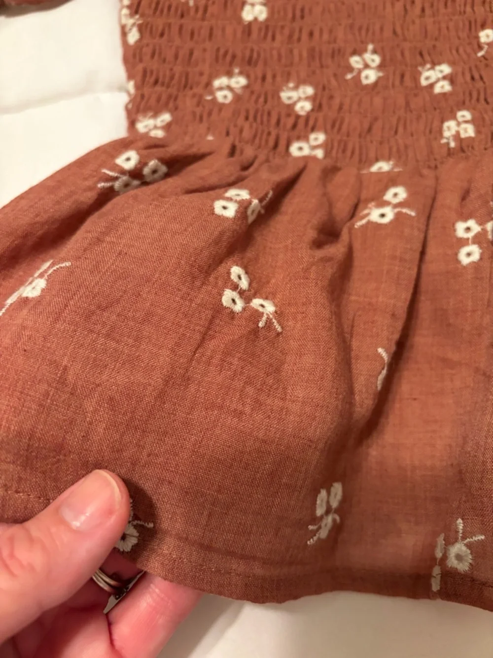 Altar'd State Rust Floral Puff-Sleeve Smocked Peplum Top - NWT Small - Picture 4 of 10